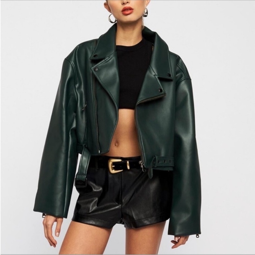 Lioness Women's Green Leather Jacket